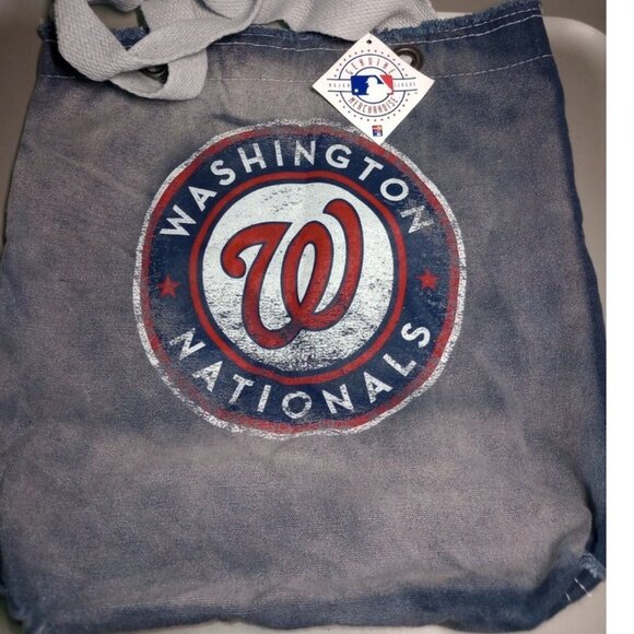 WASHINGTON NATIONALS MLB Washed Denim Canvas Tote Bag  By Little Earth *NWT* - Picture 1 of 4